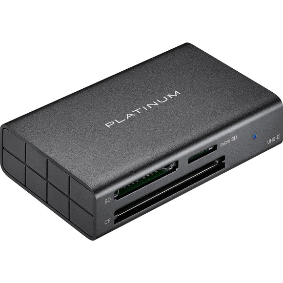Platinum™ - USB 3.2 Gen 1 SD, microSD, CF 3 Slot Memory Card Reader - Black - Picture 3 of 4